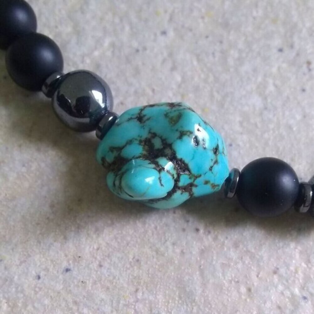 Sexy & Sleek! Men's Hematite + Black Stone Bracelet - Father's Day Gift for Him! - Picture 9 of 14